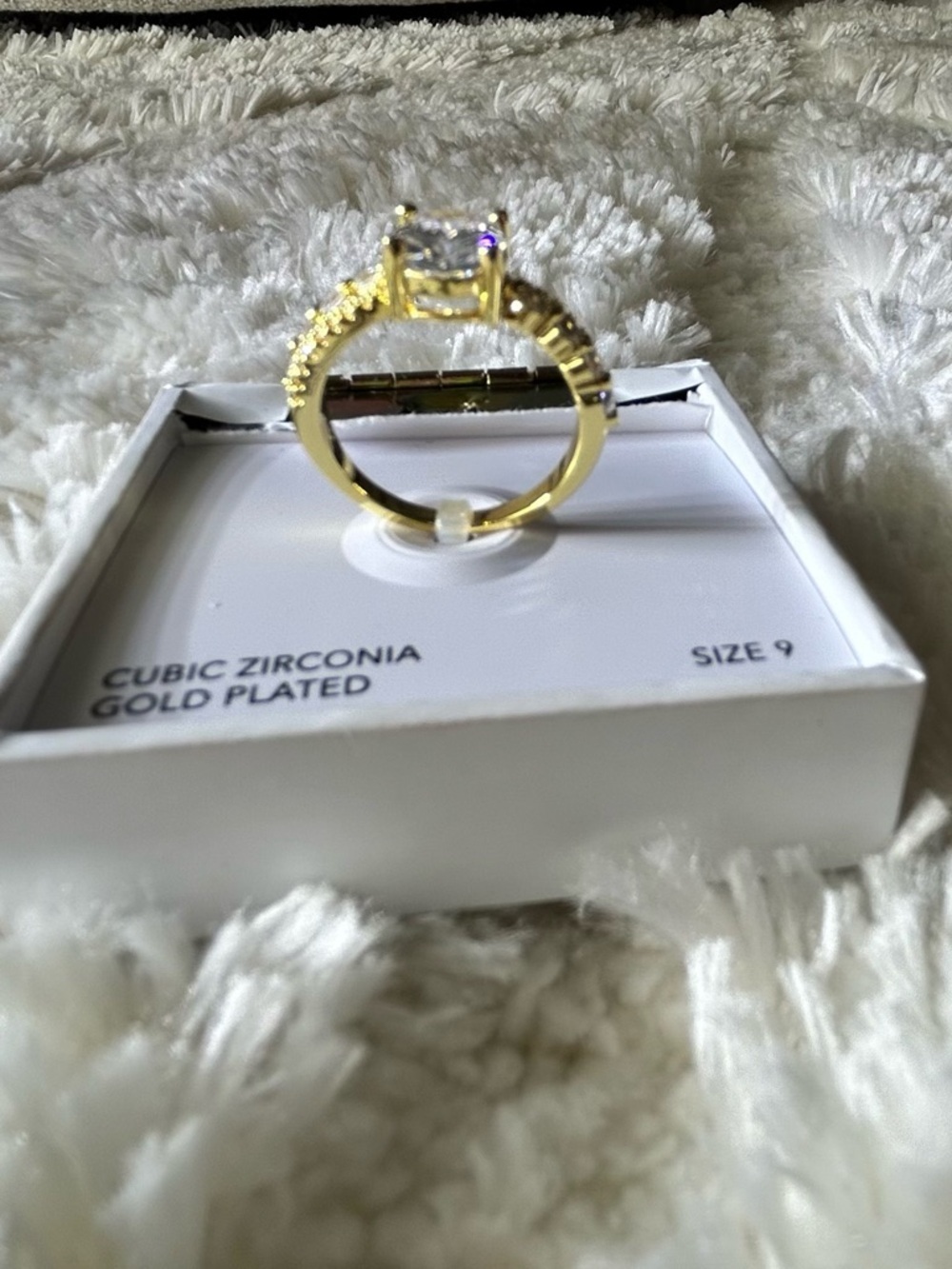 Gold-Plated Cubic Zirconia Halo Ring - Size 9